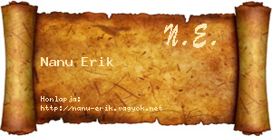 Nanu Erik névjegykártya
